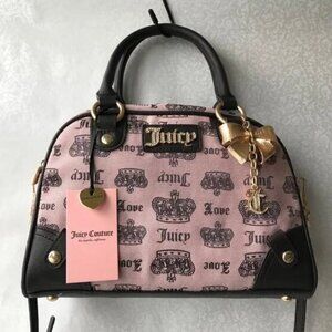 Juicy Couture Vintage Couture Bowler Pink Diamond Satchel Crossbody Bag NWT